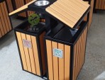 戶外屋形兩分類鋼木垃圾箱