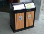 搖蓋戶外分類鋼木垃圾桶