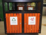 學(xué)校戶外雙分類鋼制垃圾桶