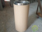 室內(nèi)圓柱形仿木紋不銹鋼垃圾桶
