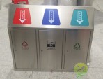 搖蓋三分類不銹鋼垃圾桶