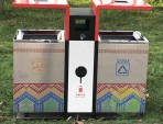公園UV打印不銹鋼兩分類(lèi)垃圾箱