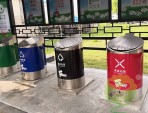 腳踏地埋升降式不銹鋼分類垃圾桶圖片