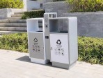熱銷兩連體噴粉不銹鋼分類垃圾桶