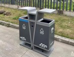市政街道噴粉兩連體不銹鋼分類垃圾桶