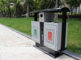湖南湘潭鋼制戶外分類垃圾桶安裝上崗