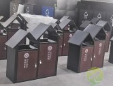 園林景觀屋形冷軋鋼板分類垃圾箱