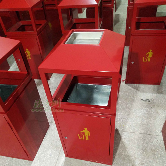 貴州單位采購(gòu)國(guó)慶紅鋼制烤漆戶外垃圾桶