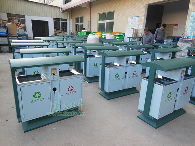 玉林客戶采購鋼制垃圾桶凈化街道