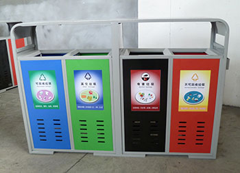 物業(yè)小區(qū)戶外四分類鋼制垃圾箱主圖