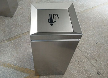 室內(nèi)方形搖蓋式不銹鋼果皮箱主圖