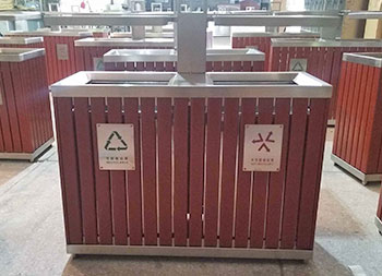 室外景區(qū)公園鋼木分類垃圾箱主圖