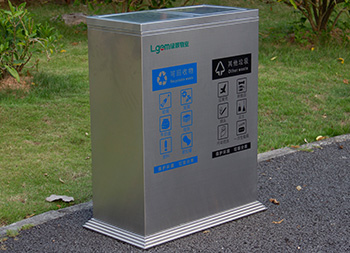 室內(nèi)搖蓋式雙分類不銹鋼垃圾桶主圖