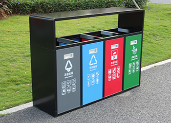 戶外噴塑冷軋鋼四分類垃圾箱主圖