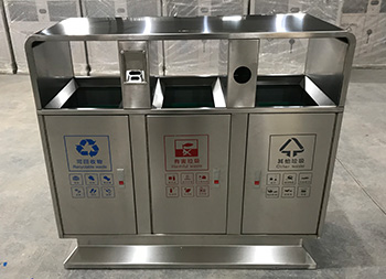 戶外校園環(huán)衛(wèi)三分類不銹鋼垃圾桶主圖