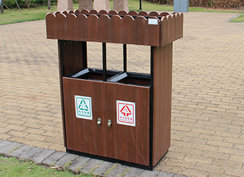 戶外公園花箱鋼木分類垃圾桶主圖