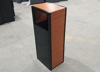 室內(nèi)方形塑木鋼板果皮箱主圖