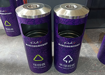 戶外圓柱形分類不銹鋼垃圾桶主圖