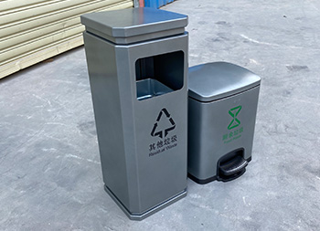 室內(nèi)噴塑不銹鋼分類垃圾桶定制主圖