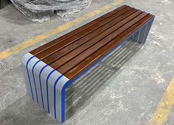 戶外公園景區(qū)長條形鋼木休閑椅主圖