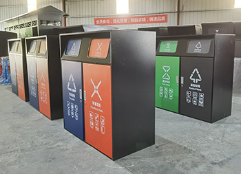 戶外搖擺蓋鍍鋅板分類垃圾箱主圖