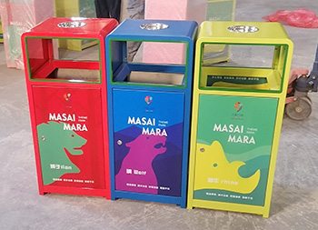 戶外三色加厚不銹鋼分類垃圾桶主圖