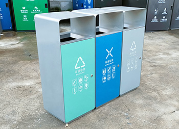 戶外自由組合三色不銹鋼分類垃圾桶主圖