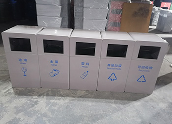 戶外公園組合式鍍鋅板分類垃圾桶主圖