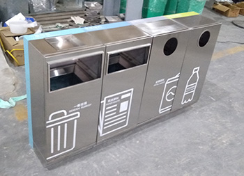 戶外組合式滑軌抽拉式不銹鋼分類垃圾桶主圖