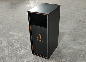 室內(nèi)方形黑色噴塑不銹鋼果皮箱主圖