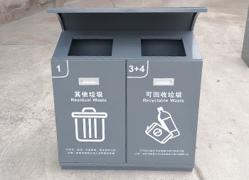 戶外滑軌兩連體不銹鋼分類垃圾桶主圖