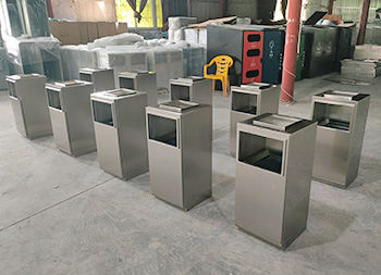 戶外抽拉式滑軌組合式不銹鋼分類垃圾桶主圖