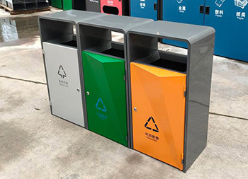 戶外學(xué)校菱形組合式不銹鋼分類垃圾桶主圖