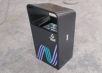 戶外UV打印加厚噴塑不銹鋼垃圾桶單筒主圖