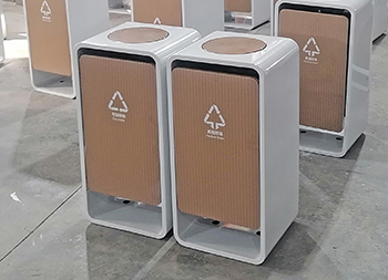 室內(nèi)搖擺蓋UV打印不銹鋼分類垃圾桶主圖