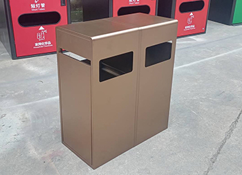 戶外電鍍滑軌抽拉式不銹鋼分類垃圾桶主圖