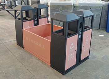 高鐵站站臺烤漆不銹鋼分類垃圾桶主圖