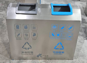 室內(nèi)商用直投口不銹鋼分類垃圾桶主圖