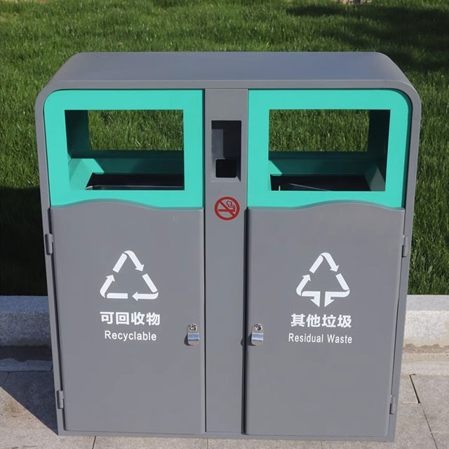 城市街道噴粉不銹鋼分類垃圾桶主圖