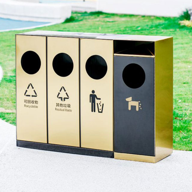 公園電鍍四分類不銹鋼垃圾桶主圖