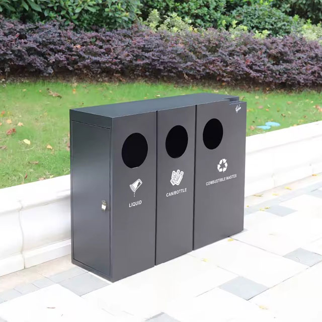 出口公園三分類不銹鋼垃圾桶主圖