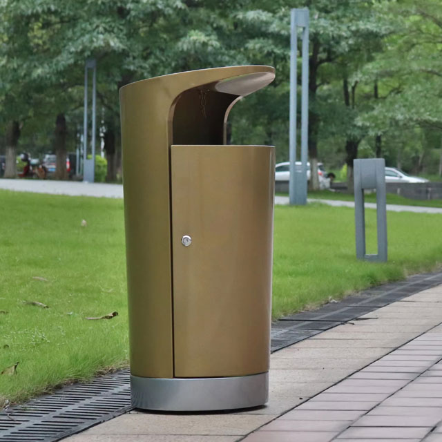 戶外圓柱形電鍍不銹鋼垃圾桶主圖