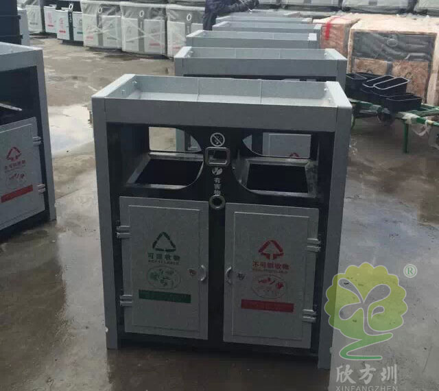 帶花盆仿大理石垃圾桶圖片