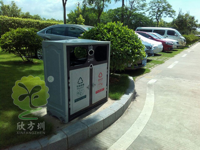 帶花盆仿大理石垃圾桶圖片