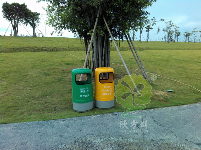 圓形連體玻璃鋼分類垃圾桶