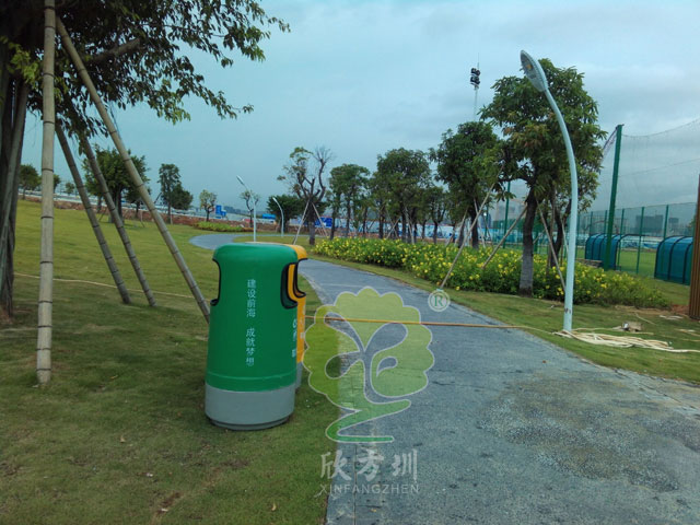 圓形連體玻璃鋼分類垃圾桶