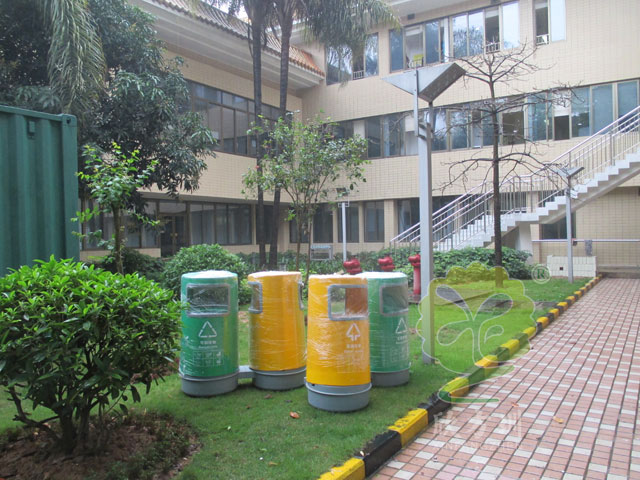 圓形連體玻璃鋼分類垃圾桶