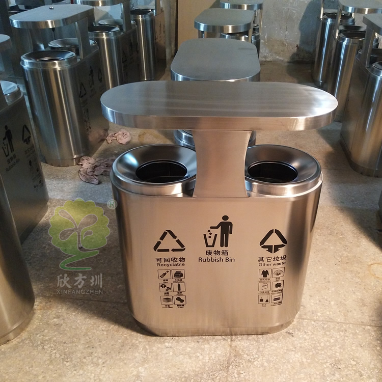 高檔小區(qū)雙分類不銹鋼垃圾桶