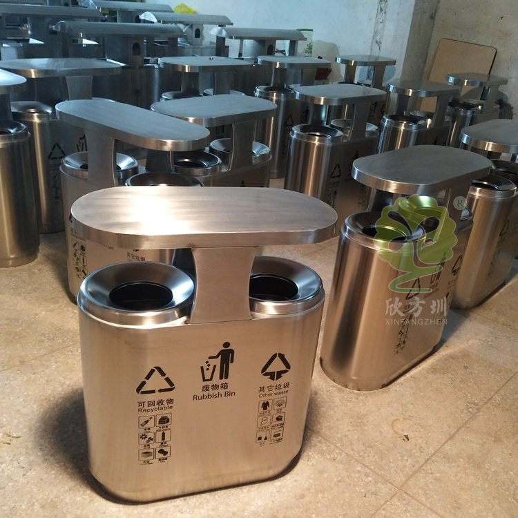 高檔小區(qū)雙分類不銹鋼垃圾桶