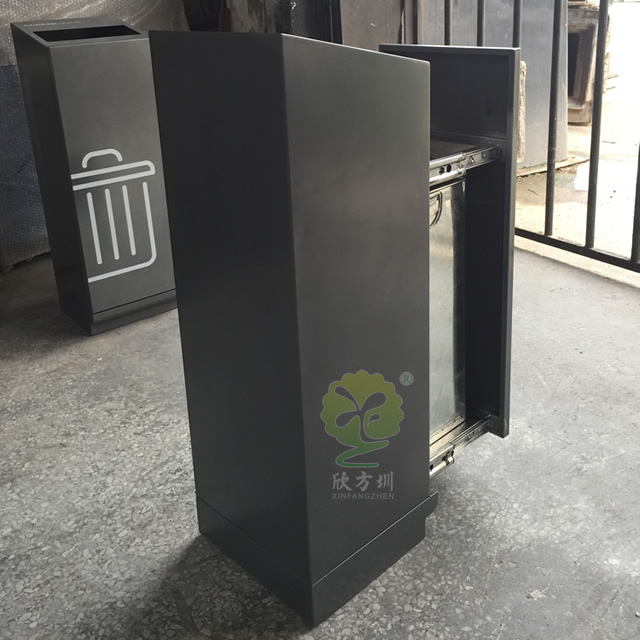 滑軌室內(nèi)高檔方形不銹鋼果皮箱